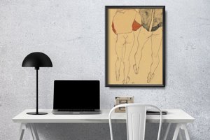 Retro plakát Dva stojící napůl nahé ženy