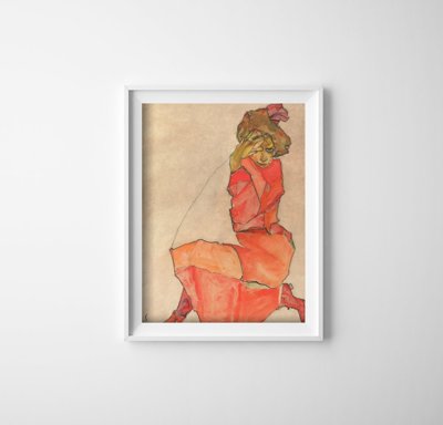 Retro plakát Klečící žena egon schiele