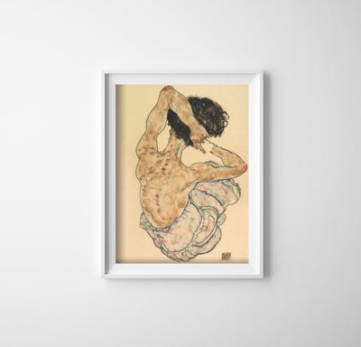 Retro plakát Egon schiele v poloze sezení