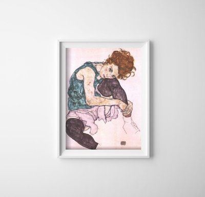 Plakát Sedící žena s ohnutým egonem schiele koleno