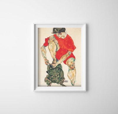 Plakát Model v červených šatech egon schiele