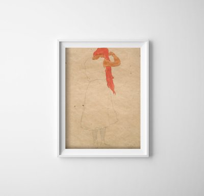 Plakát Stojící během česání egonu schiele