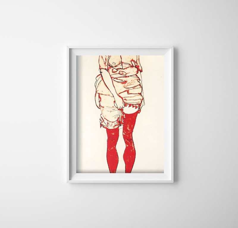 Dekorativní plakát Egon schiele žena v červené barvě