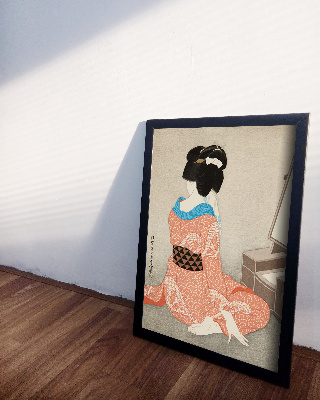 Plakát na zeď Žena v červené kimono