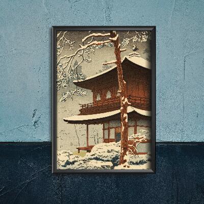Retro plakát Sníh v chrámu Ginkakuji kawase