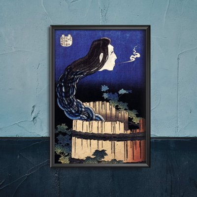 Retro plakát Abstrakce s Hokusai Ukiyo-e talíře
