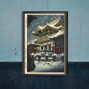 Dekorativní plakát Sníh v Yomei brány v Nikko