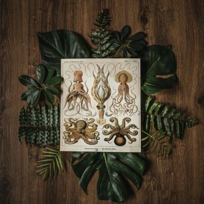 Retro plakát Octopus Gamochonia Ernst Haeckel