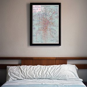 Retro plakát Mapa Los Angeles železniční a autobusové trasy