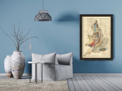 Designovy plakát Stará mapa Anglie železnice