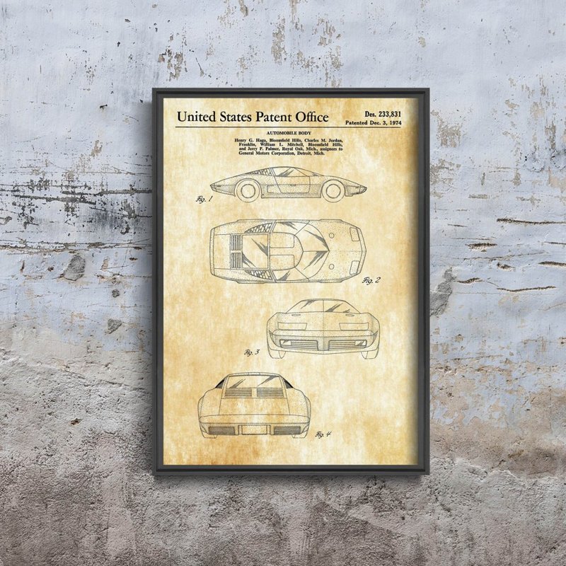 Retro plakát Corvette patent USA