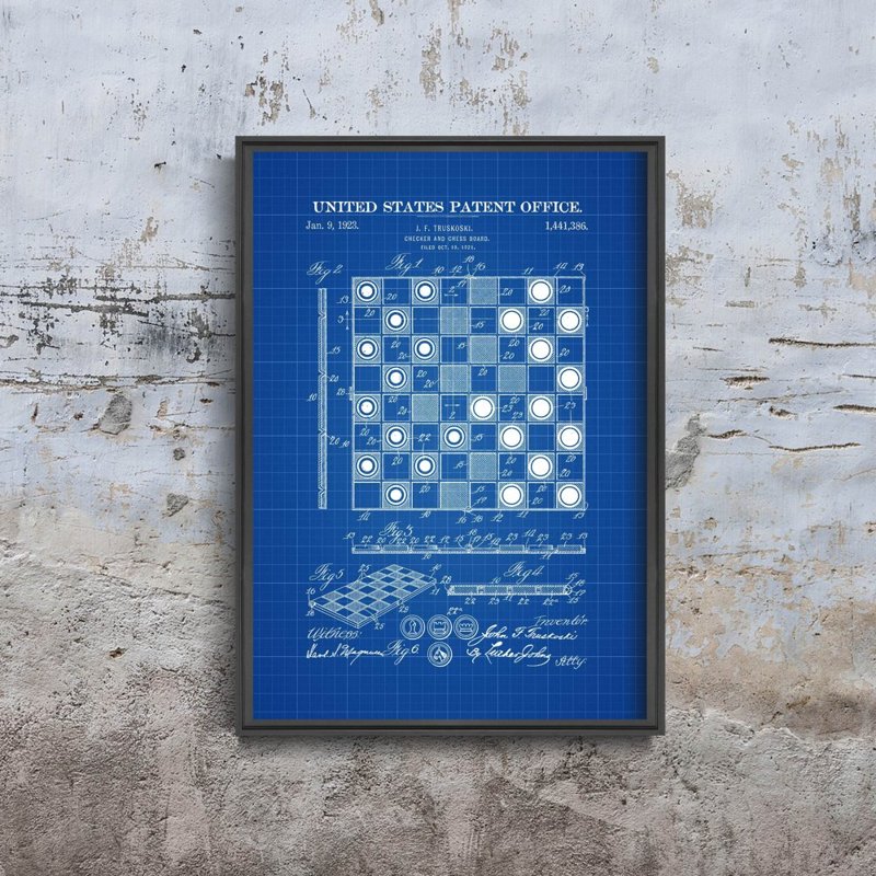 Retro plakát Kontrola a šachovnice Truskoski Patenet