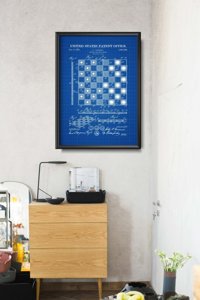 Retro plakát Kontrola a šachovnice Truskoski Patenet