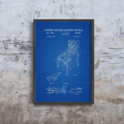 Retro plakát Pinball Stroje Patent USA