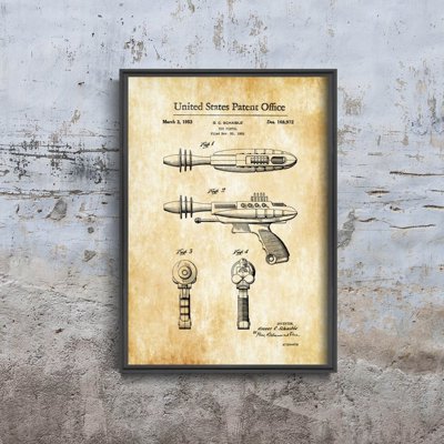 Retro plakát Hračka laserová patent pistole USA