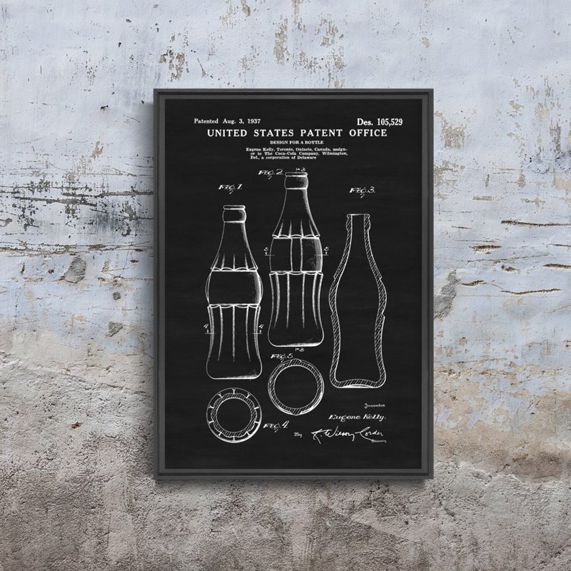 Retro plakát Coca-Cola patent USA Láhev Design