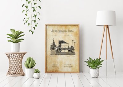 Retro plakát Patent Edison Elektrický generátor