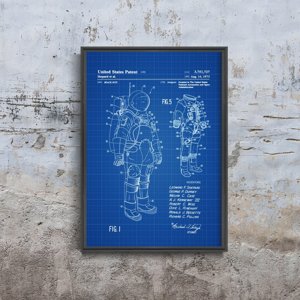 Retro plakát Apollo prostor oblek patent astronaut