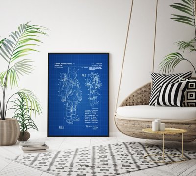 Retro plakát Apollo prostor oblek patent astronaut