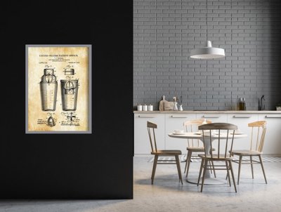 Retro plakát Pijte Shaker Sixer patent Spojených států