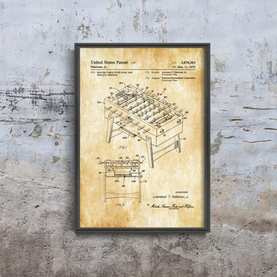 Retro plakát Tabulka pro stolní fotbal patent Patterson USA