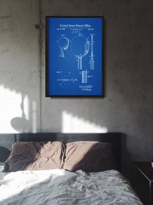 Retro plakát Patent na pádlo ping pong
