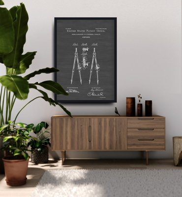 Retro plakát Postava kompasu Schoenner patent USA