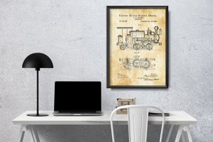 Retro plakát Lokomotiva Adams patent USA