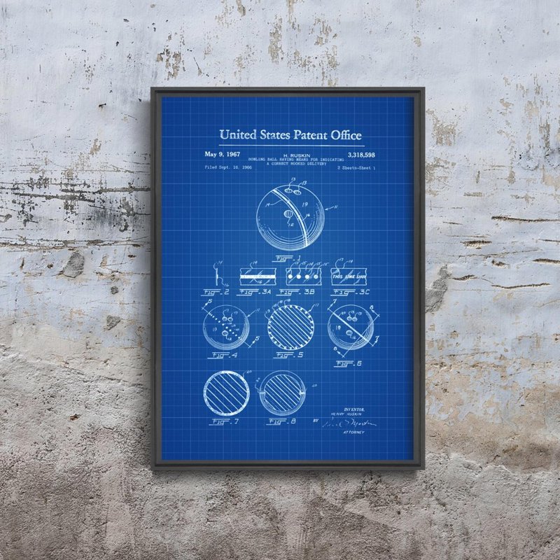 Retro plakát Patent Ruskin míč na bowlingu