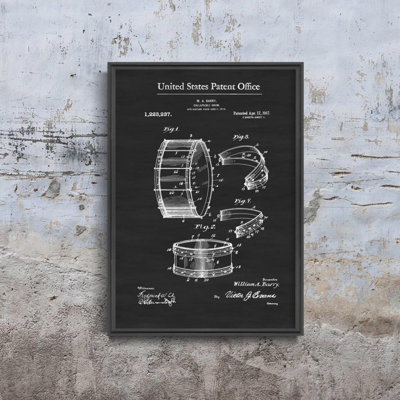 Retro plakát Barry skládací buben Barry patent
