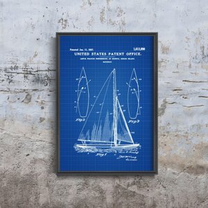 Retro plakát Patent na plachetnici Herreshoff