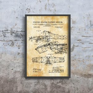 Dekorativní plakát Patent Alexander Bell Létající stroj