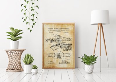 Dekorativní plakát Patent Alexander Bell Létající stroj