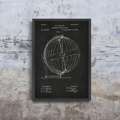 Dekorativní plakát Terrestro Sidereal Globe patent šedá Nikki Marie Smith