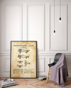 Dekorativní plakát Patent pro vertikální start a přistání letadla