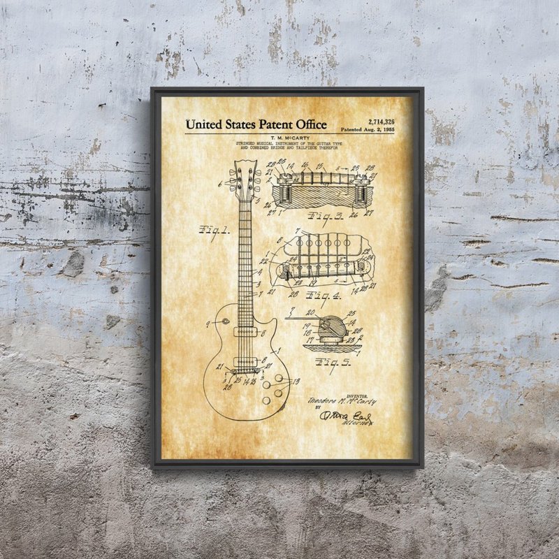 Designovy plakát Patent pro kytaru McCarty