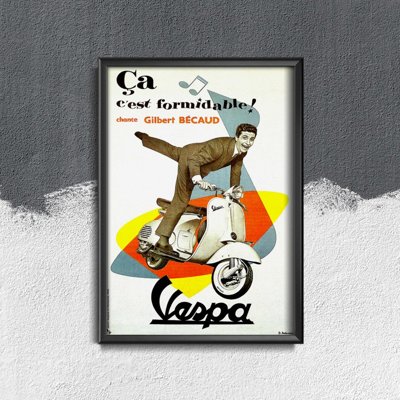 Plakát na zeď Chante Gilbert Bécaud Vespa