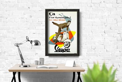 Plakát na zeď Chante Gilbert Bécaud Vespa