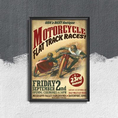 Plakát Ploché motocyklové závody