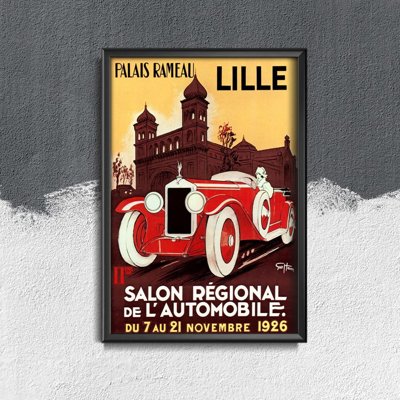Retro plakát Palais rameau francouzská auta lille