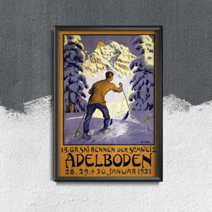 Retro plakát Adelboden švýcarsko
