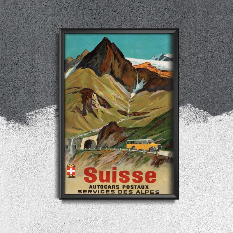 Retro plakát Švýcarské alpy