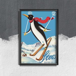Plakát Ski tučňák stoos švýcarsko