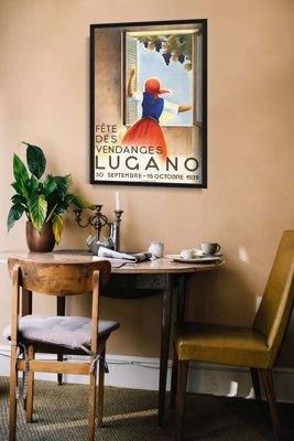 Retro plakát Sklizeň vína lugano swiss