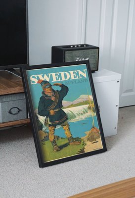 Retro plakát Švédsko lappland