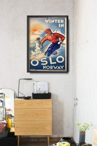 Dekorativní plakát Oslo norsko zimní lyže