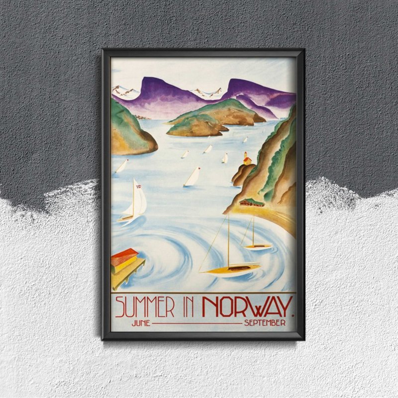 Dekorativní plakát Skandinávský letní výlet norsko