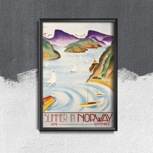 Dekorativní plakát Skandinávský letní výlet norsko