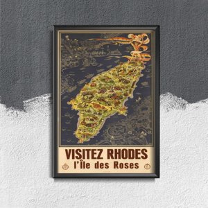 Retro plakát Rhodos řecko