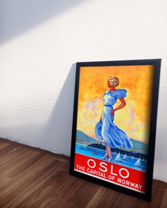 Retro plakát Oslo, norsko